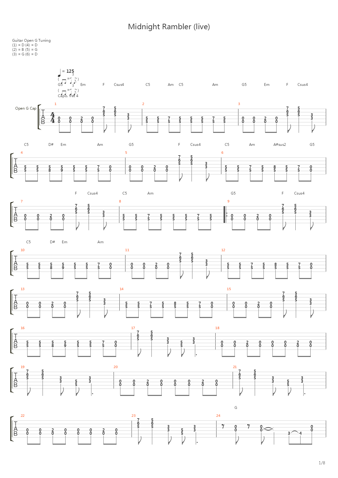 Midnight Rambler吉他谱