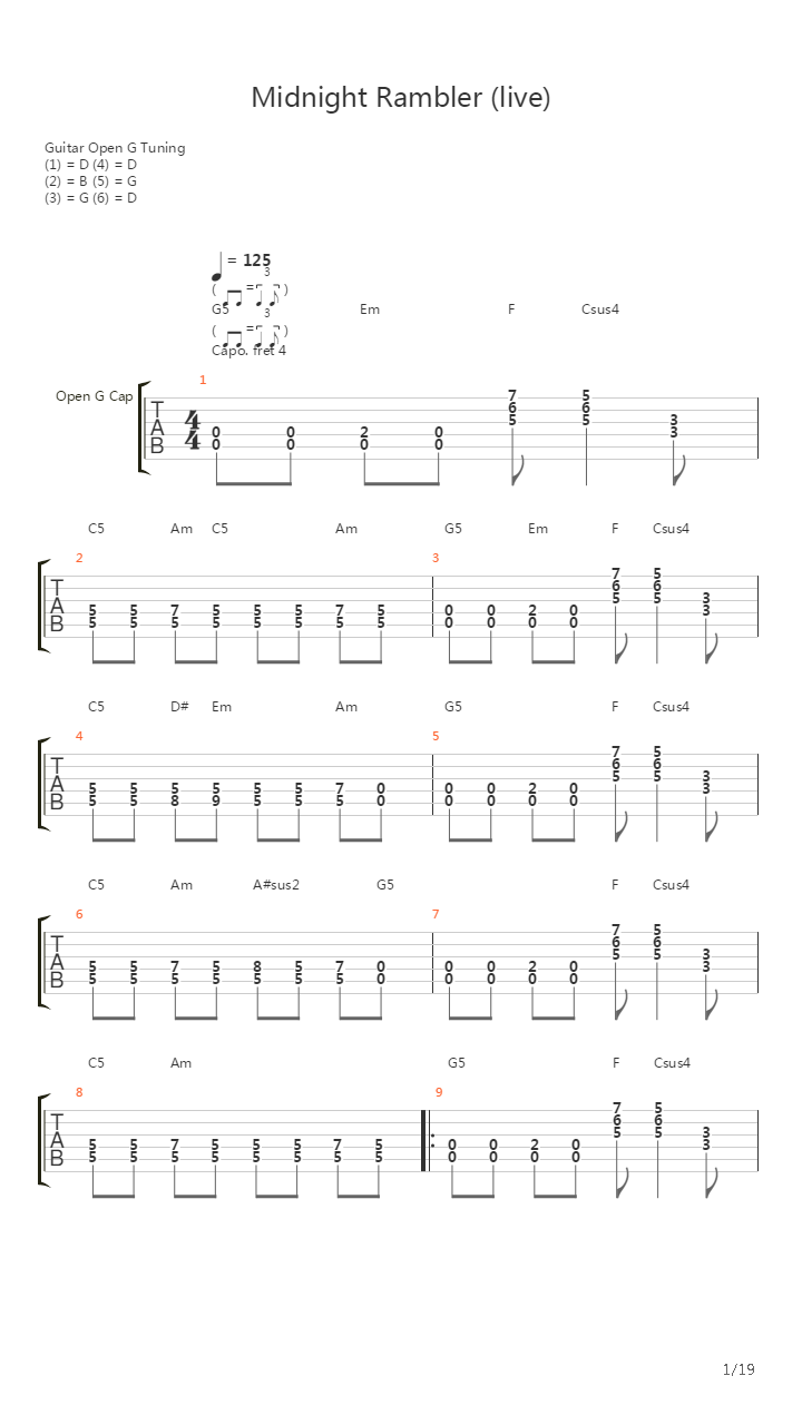 Midnight Rambler吉他谱
