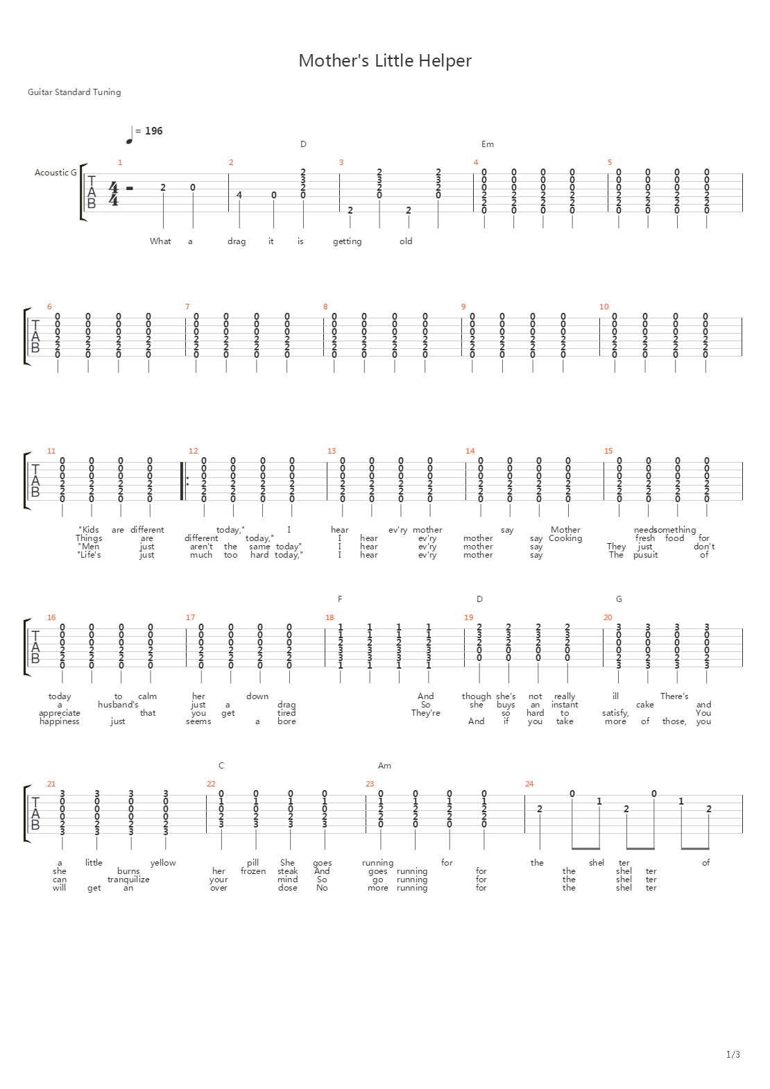 Mothers Little Helper吉他谱