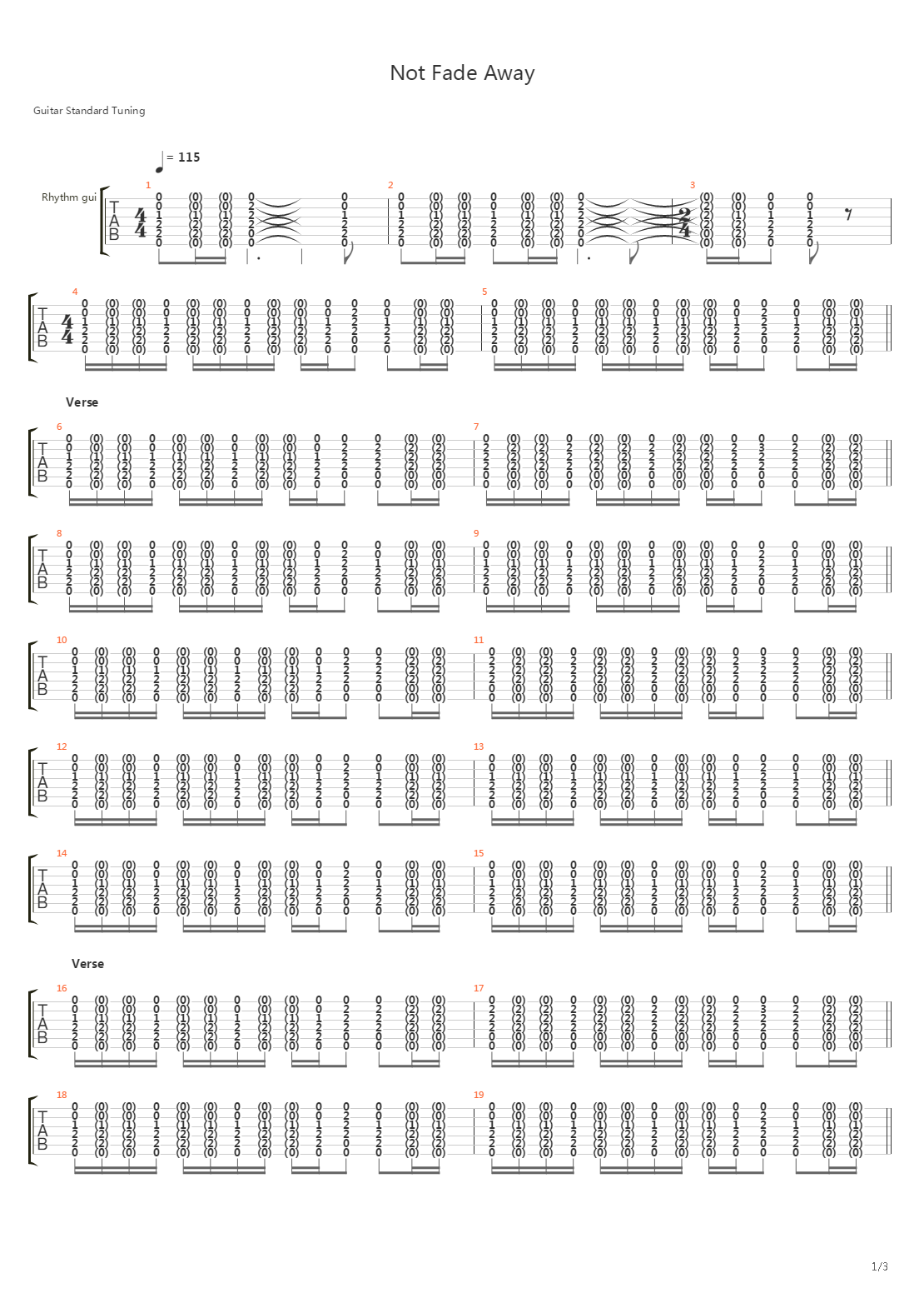 Not Fade Away吉他谱