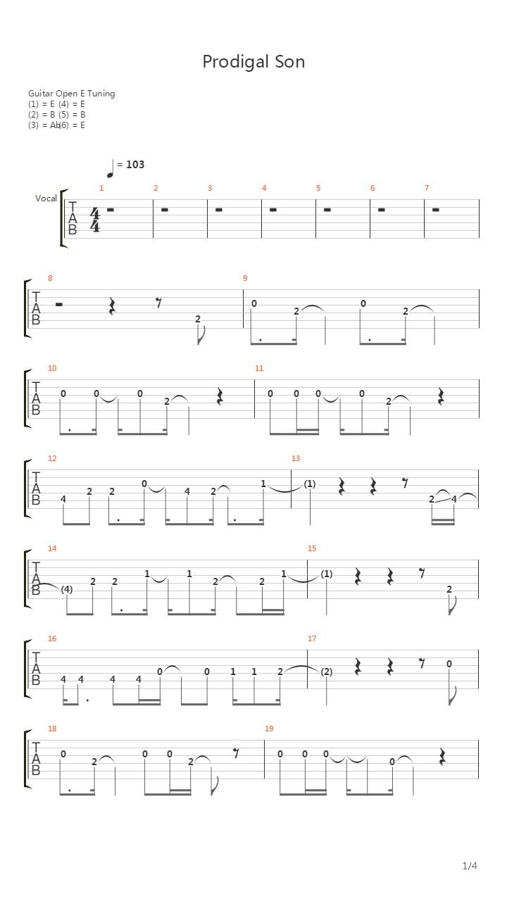 Prodigal Son吉他谱