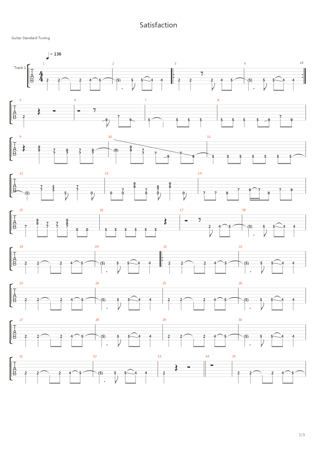 Satisfaction吉他谱