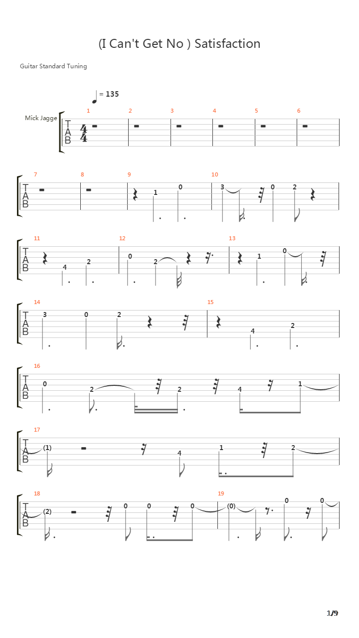 Satisfaction吉他谱