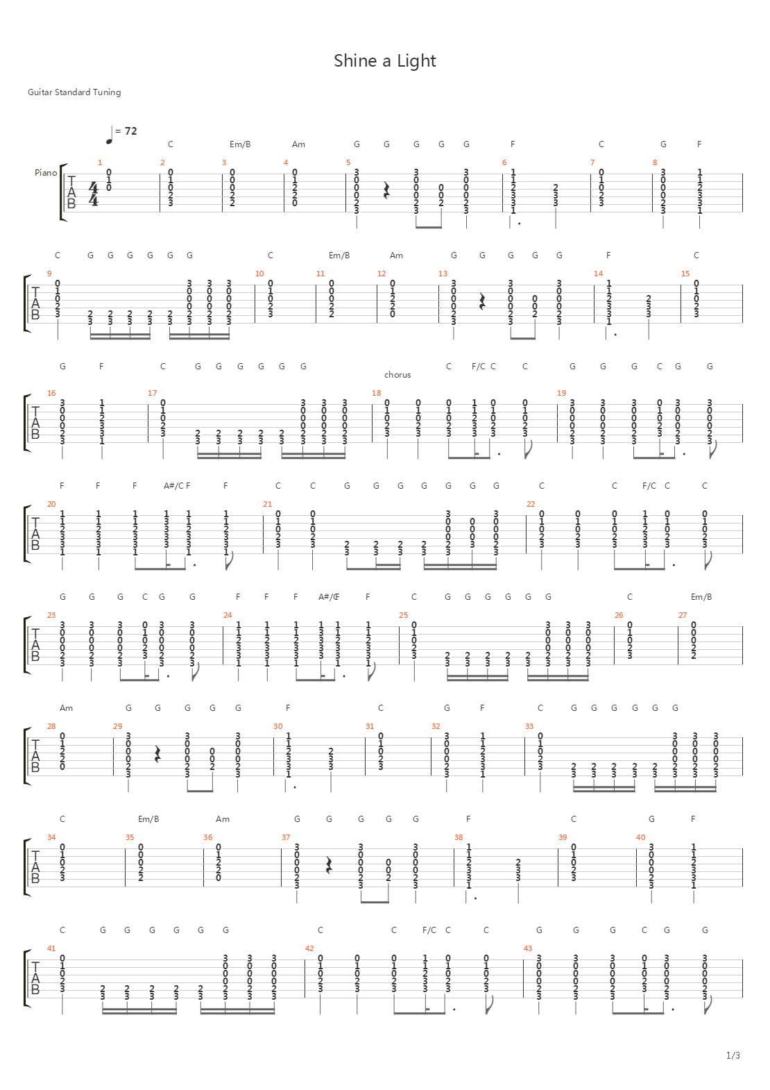 Shine A Light吉他谱