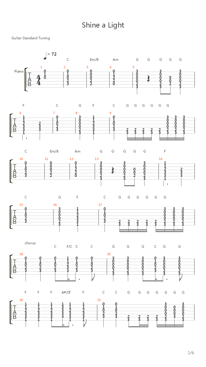 Shine A Light吉他谱