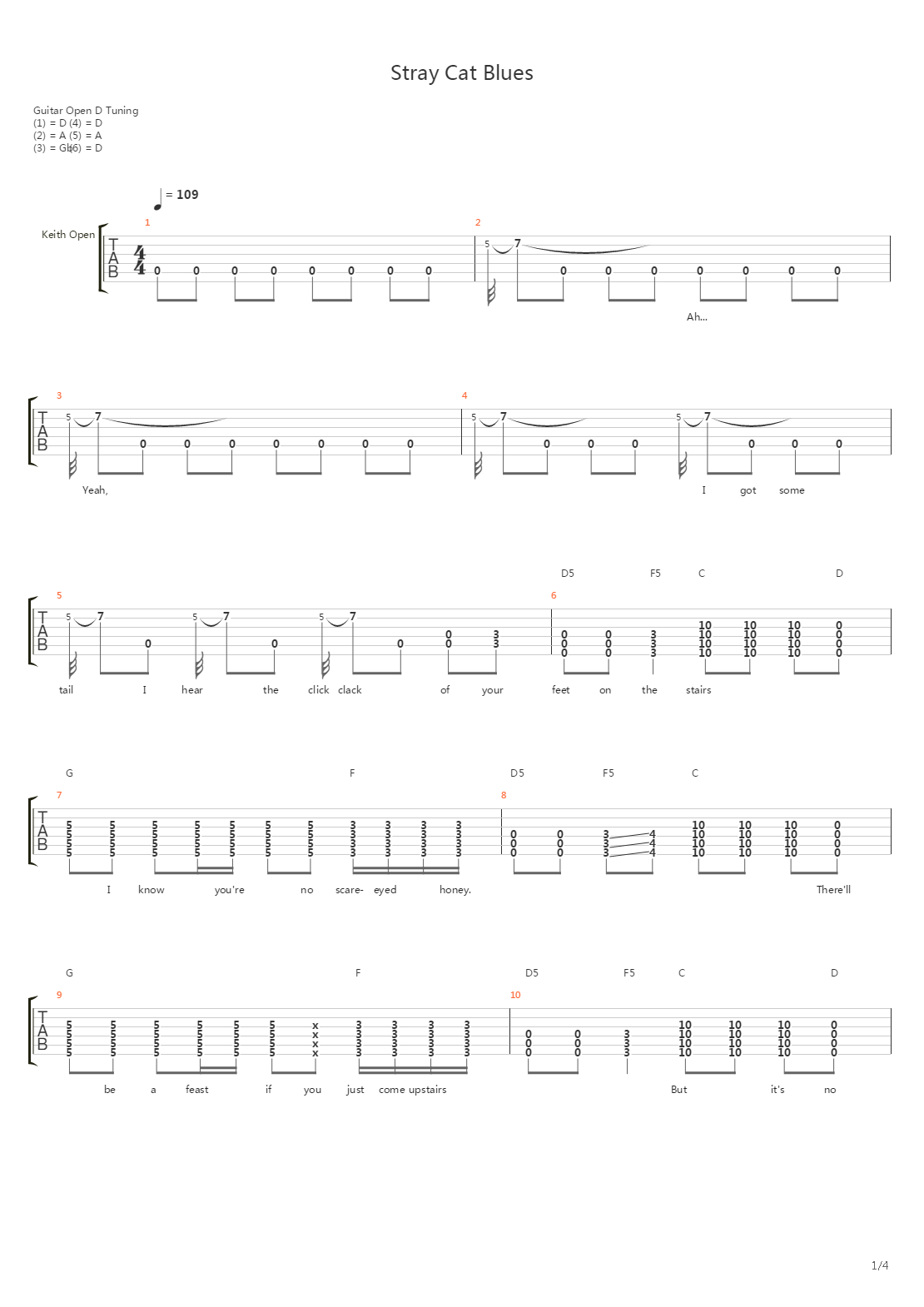 Stray Cat Blues吉他谱