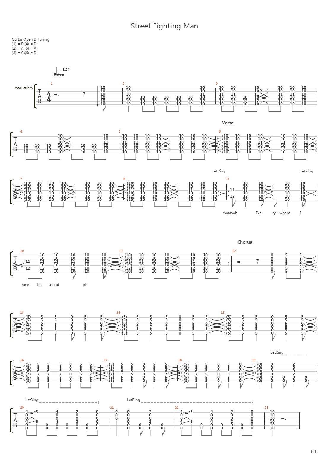 Street Fighting Man吉他谱