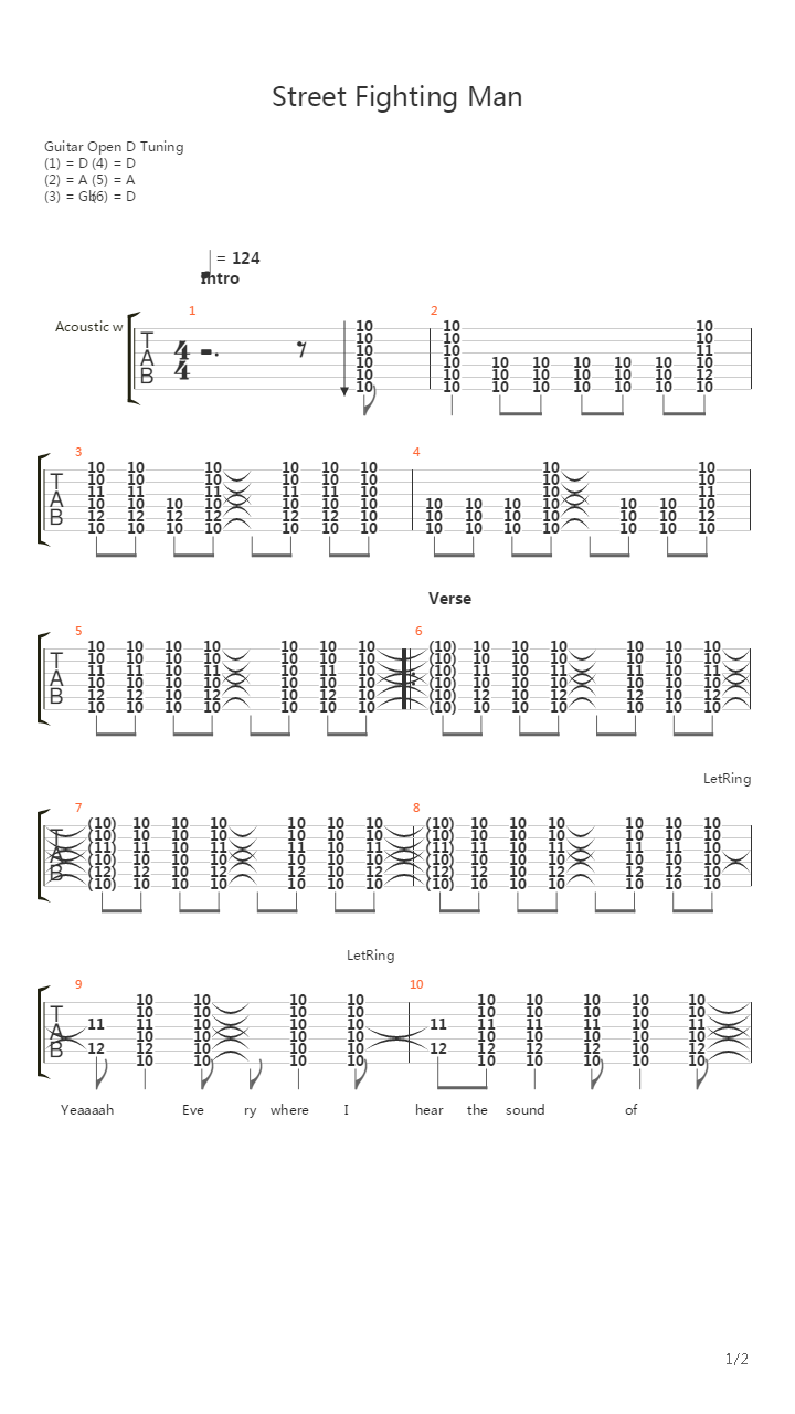 Street Fighting Man吉他谱