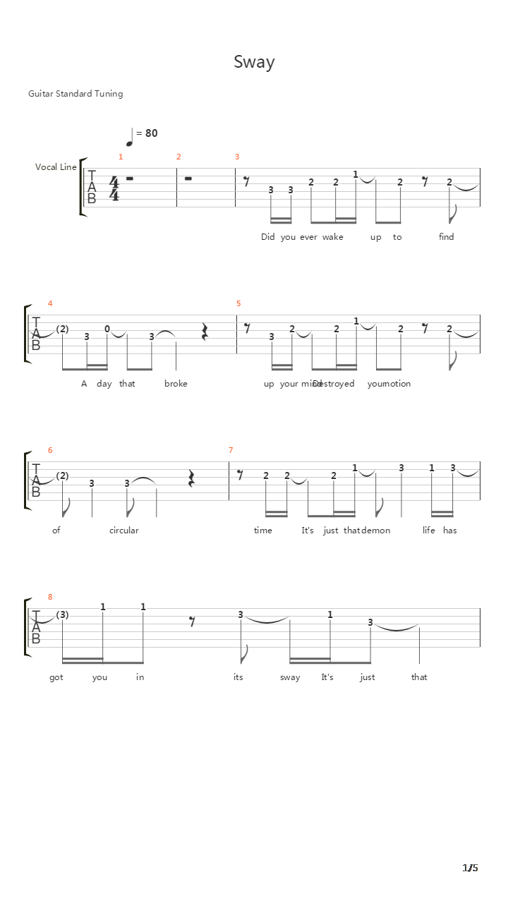 Sway吉他谱