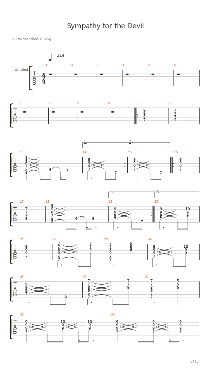Sympathy For The Devil吉他谱