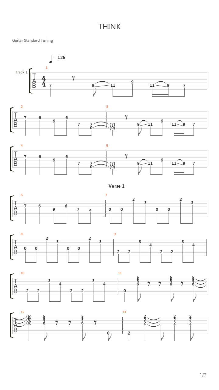 Think吉他谱