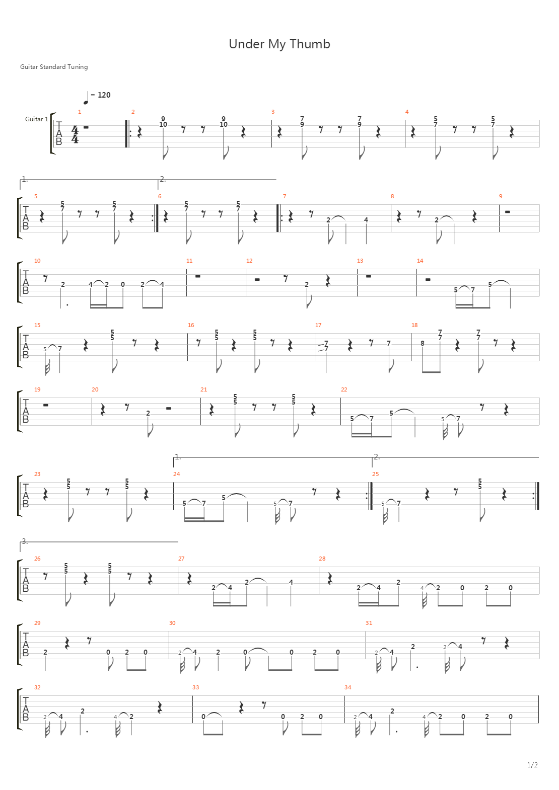 Under My Thumb吉他谱
