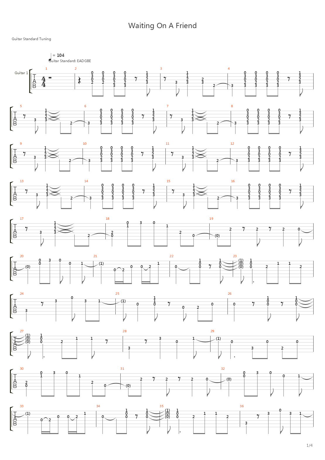 Waiting On Friend吉他谱