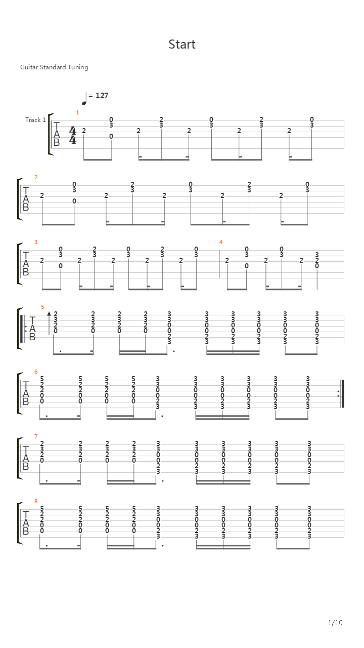 Start吉他谱