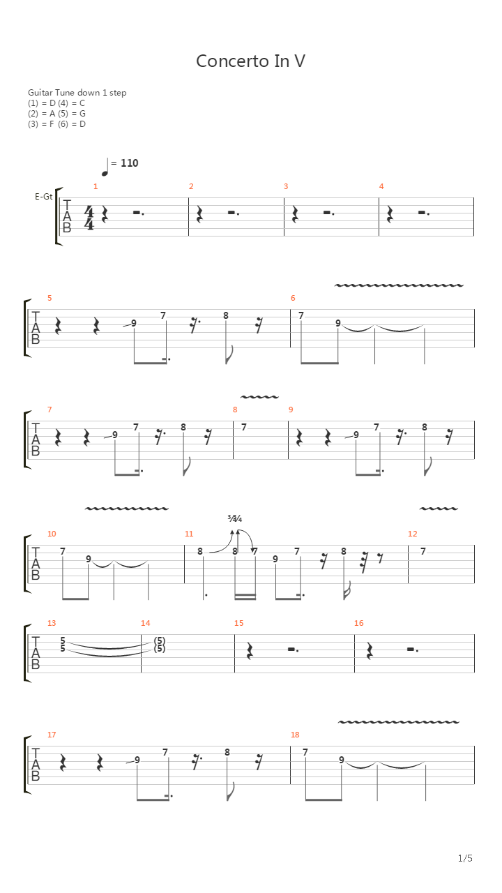 Concerto In V吉他谱