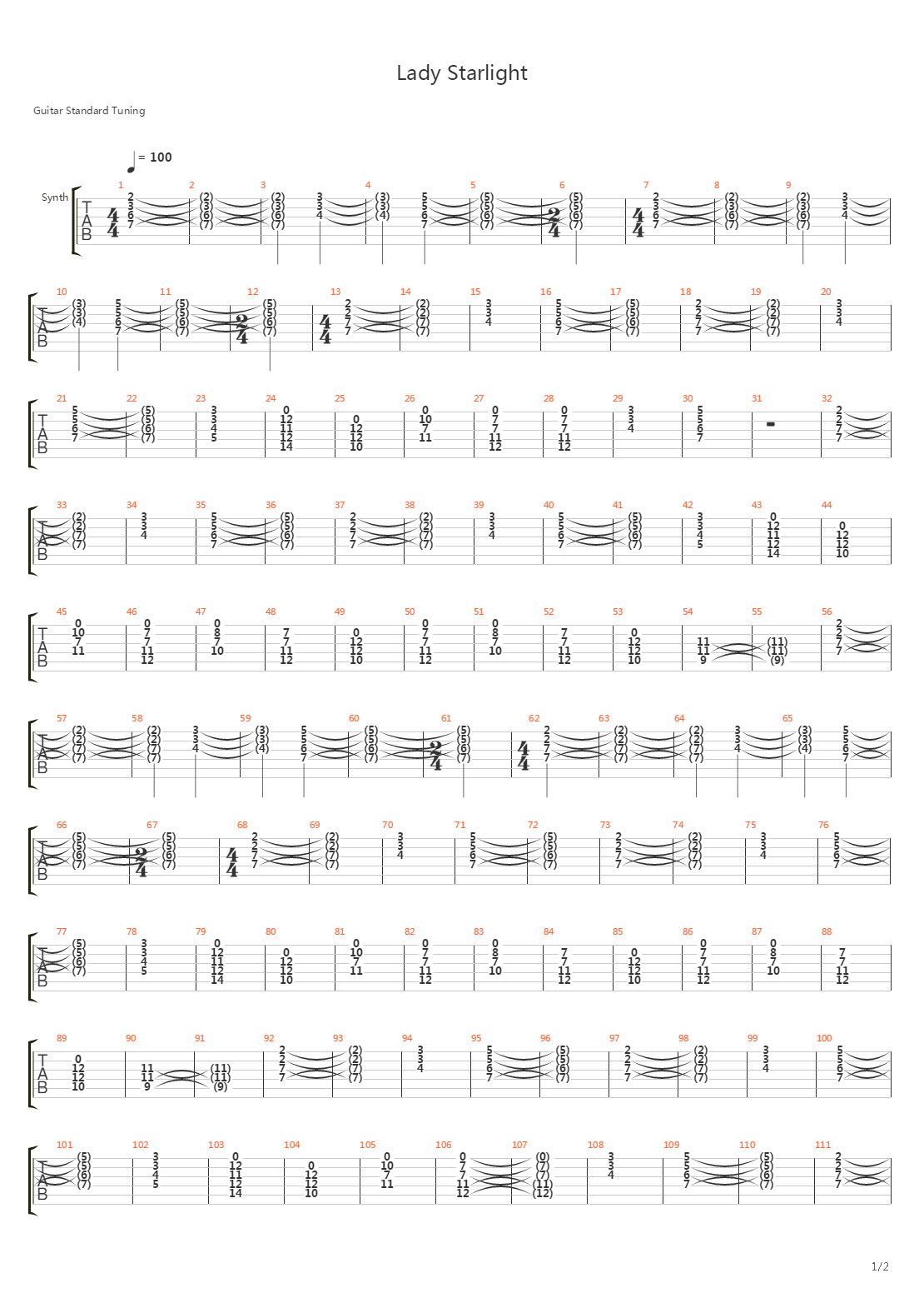 Lady Starlight吉他谱