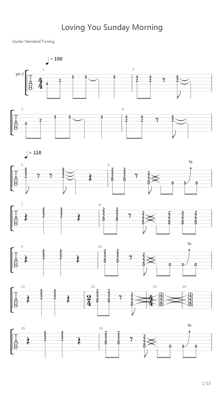 Loving You Sunday Morning吉他谱
