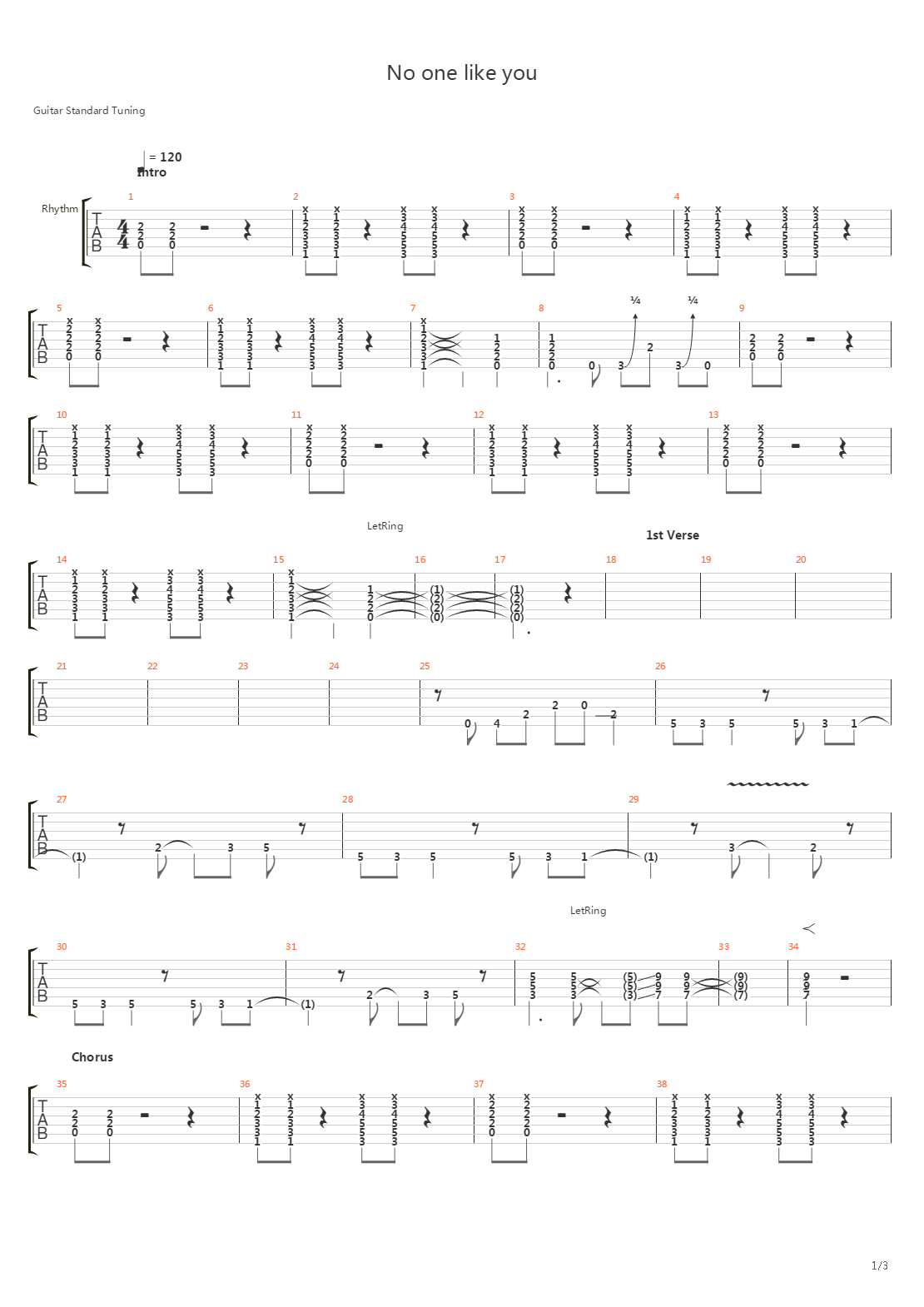 No One Like You吉他谱