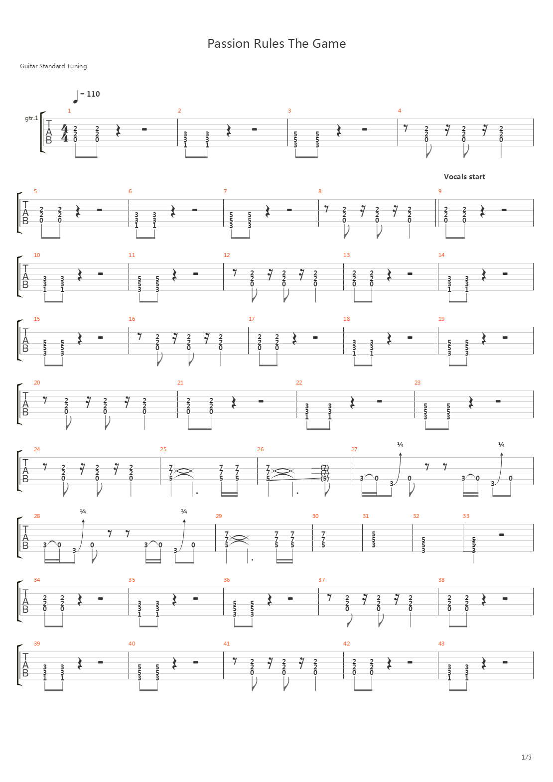 Passion Rules The Game吉他谱
