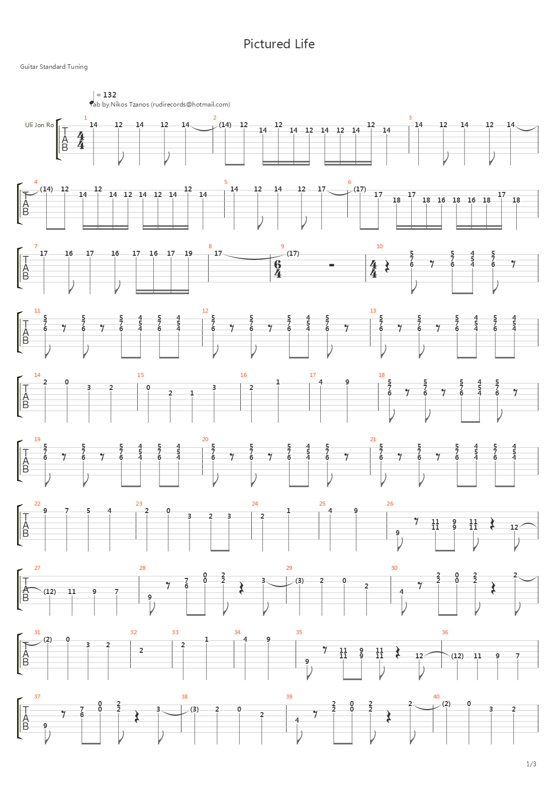 Pictured Life吉他谱