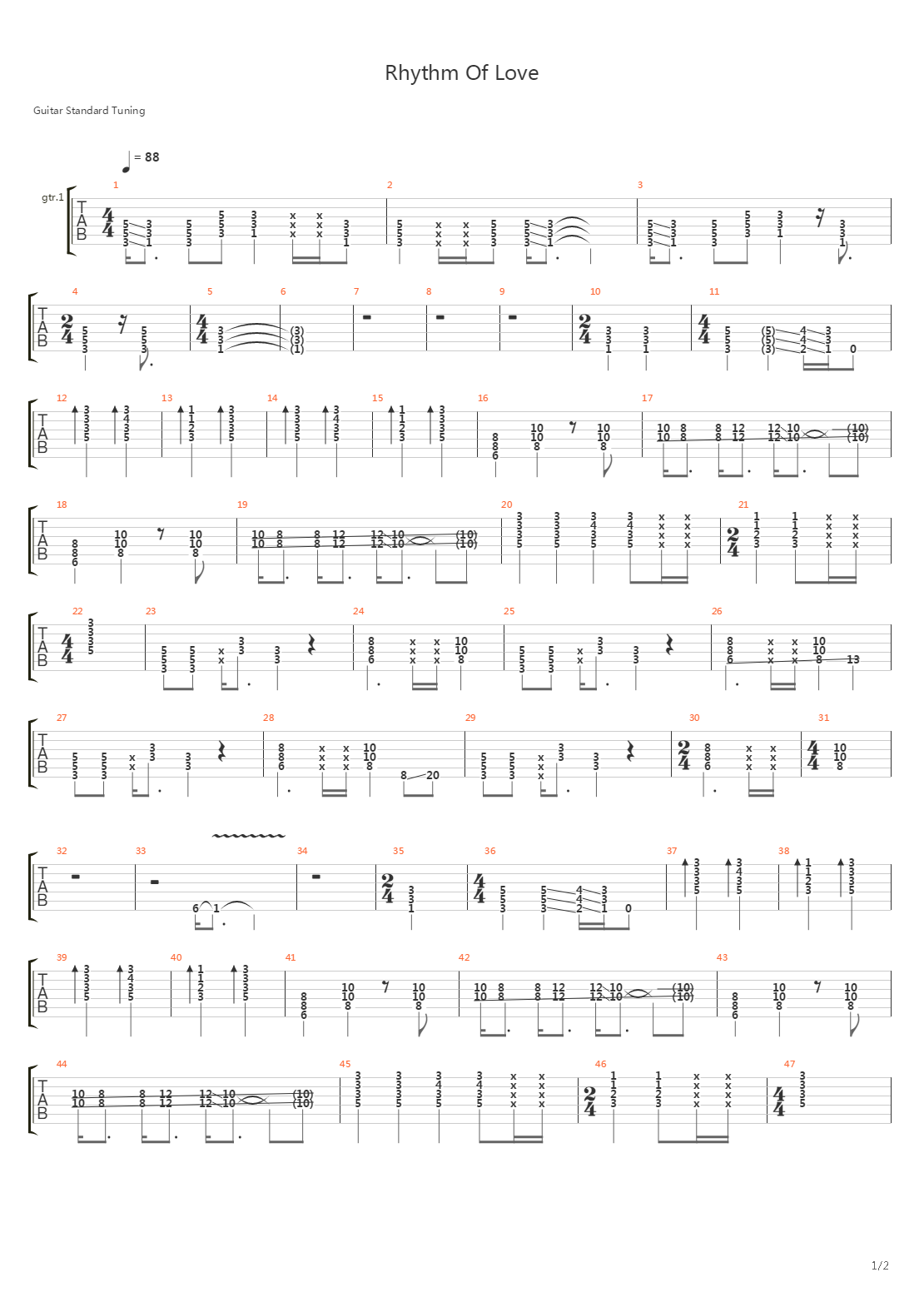 Rhythm Of Love吉他谱