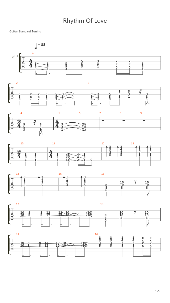 Rhythm Of Love吉他谱