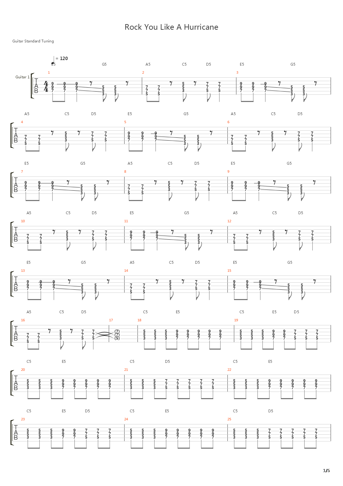 Rock You Like A Hurricane吉他谱