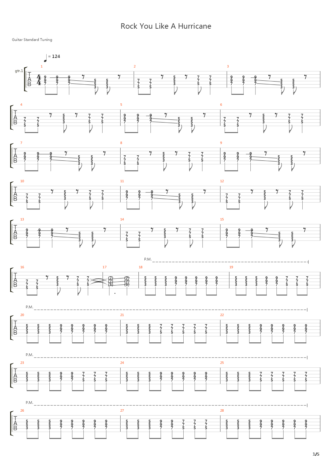 Rock You Like A Hurricane吉他谱
