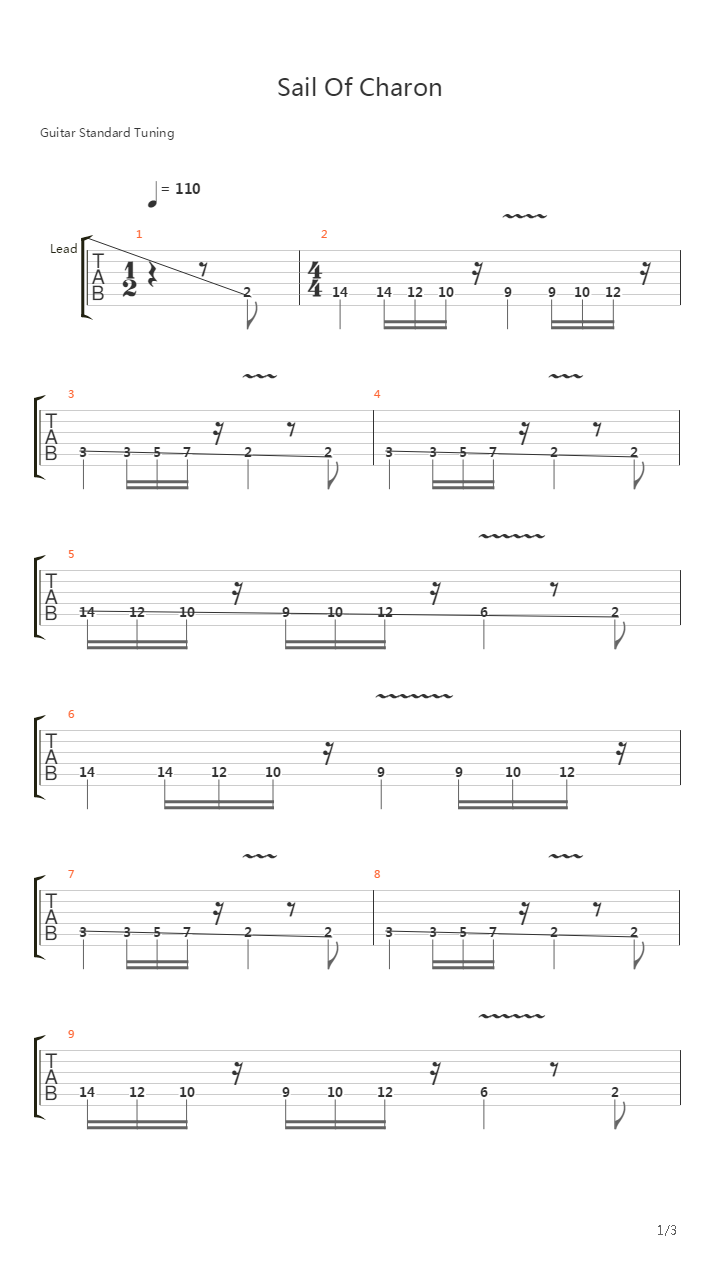 Sail Of Charon吉他谱