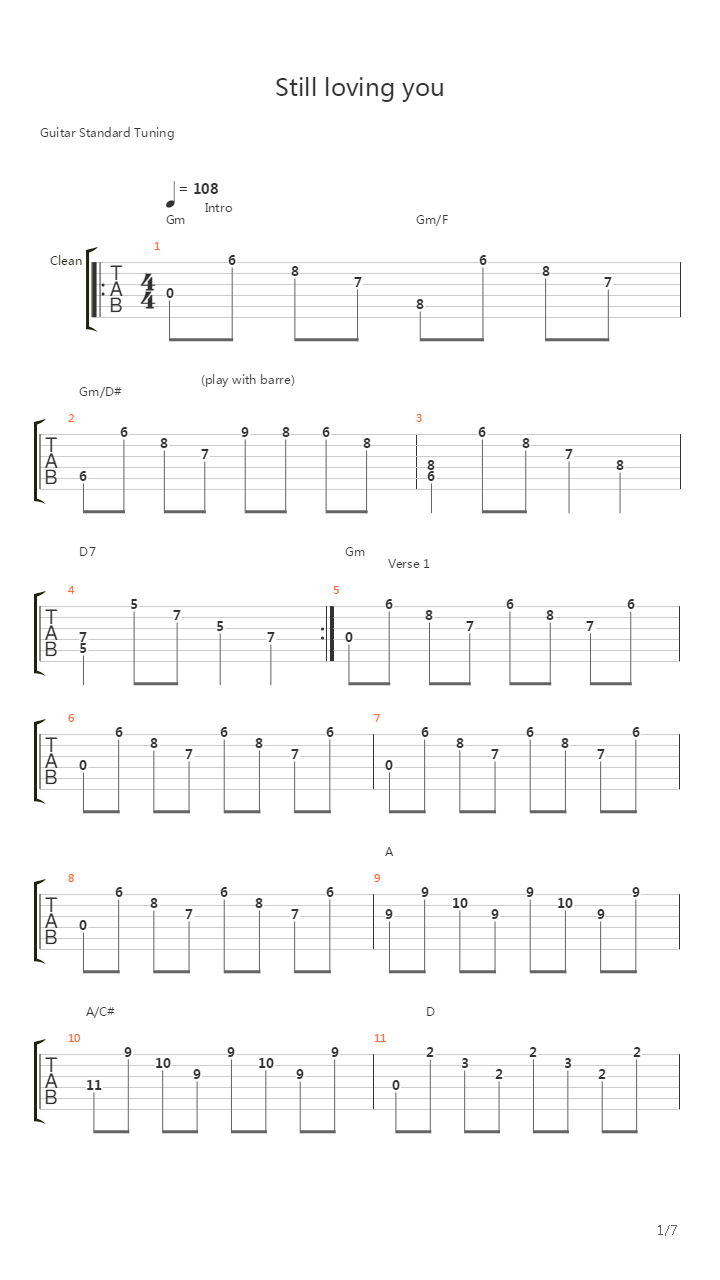 Still Loving You吉他谱