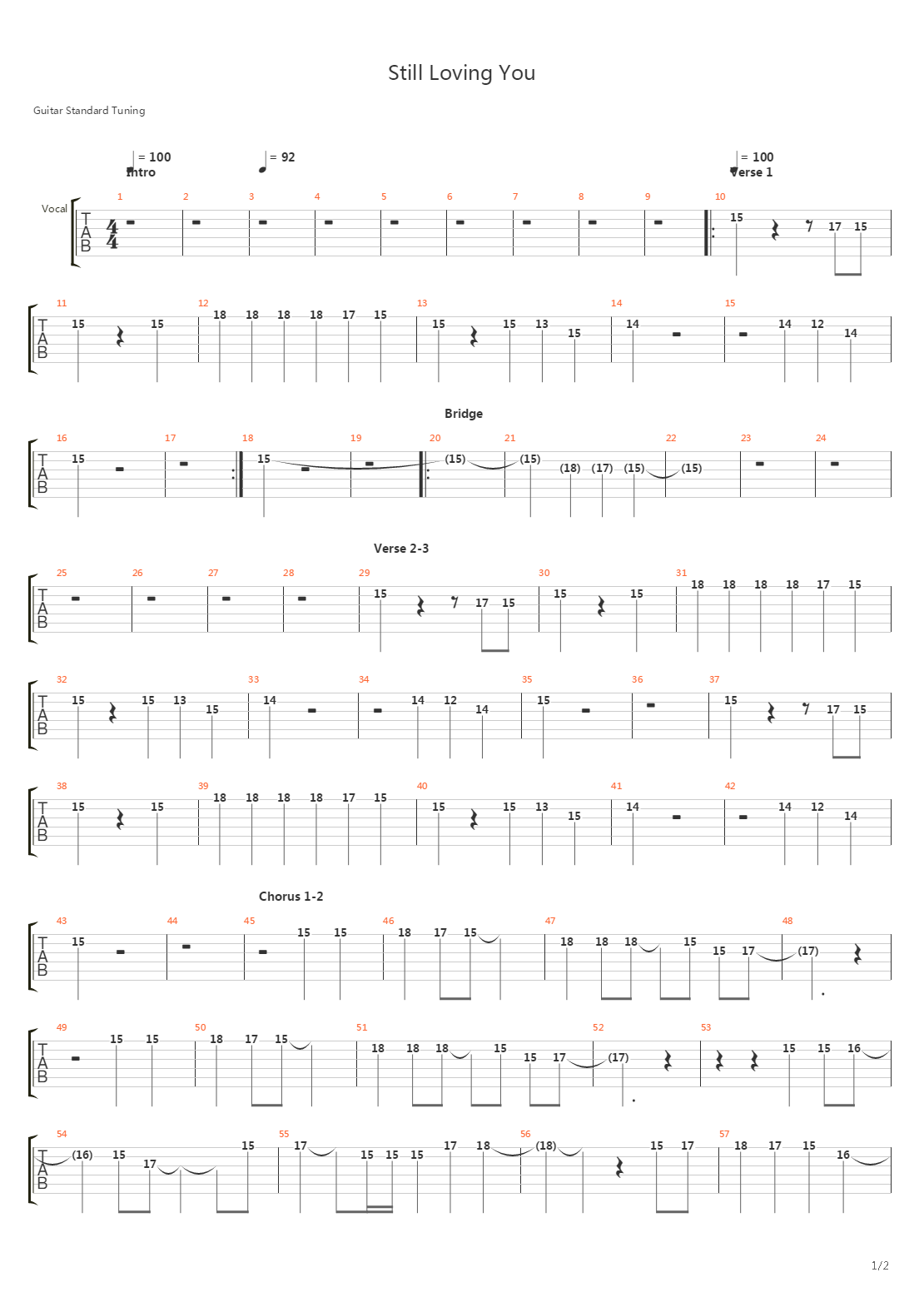 Still Loving You吉他谱