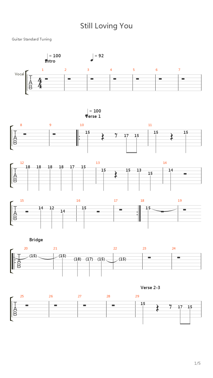 Still Loving You吉他谱