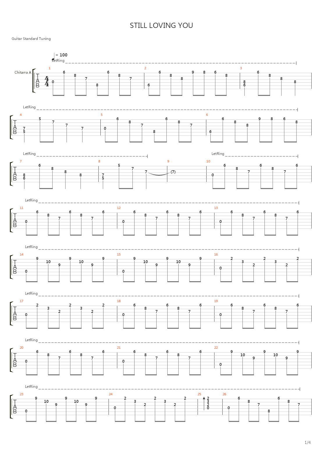 Still Loving You吉他谱
