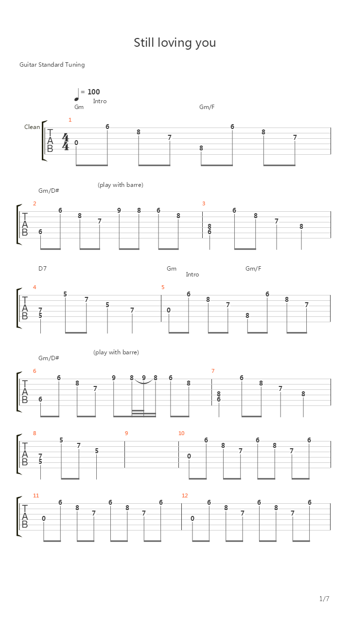 Still Loving You吉他谱