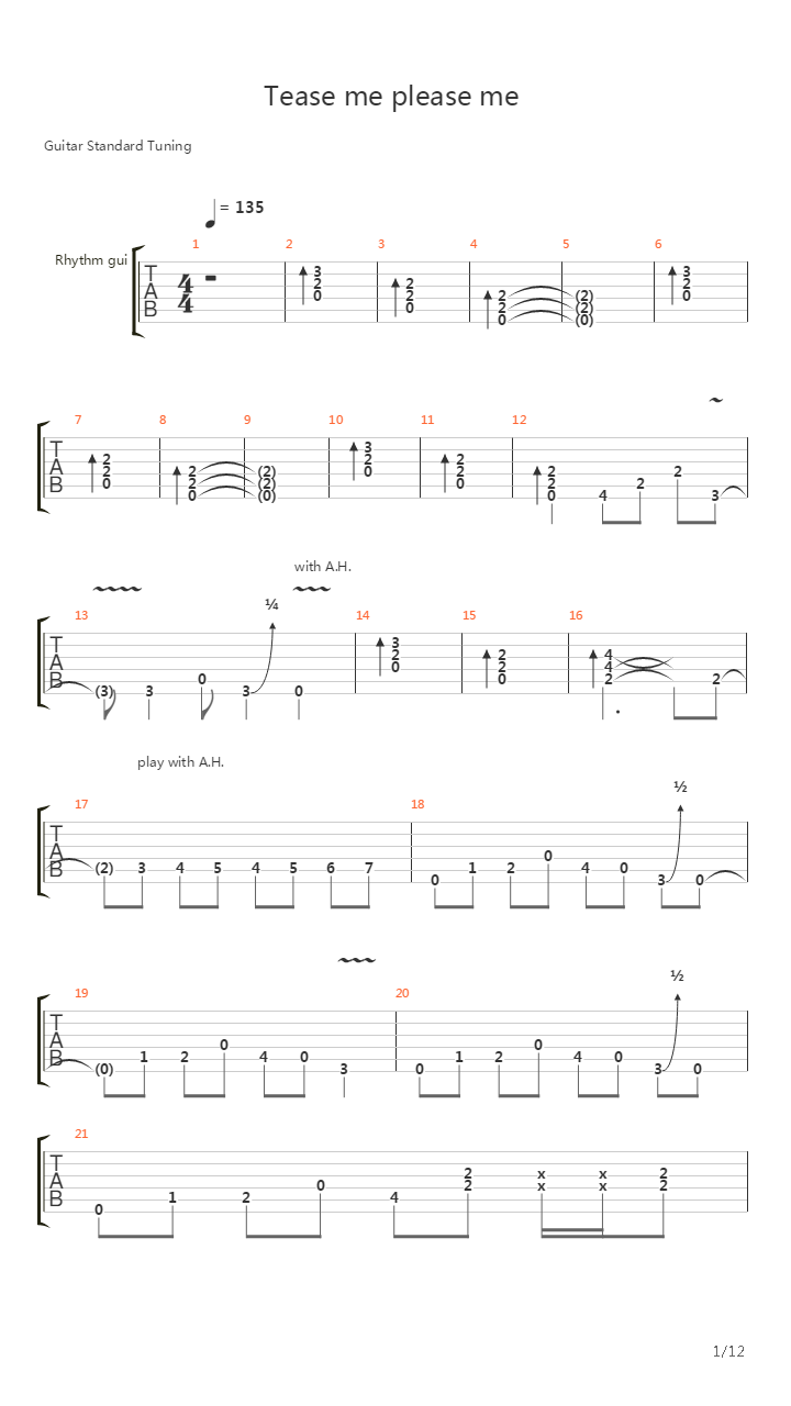 Tease Me Please Me吉他谱