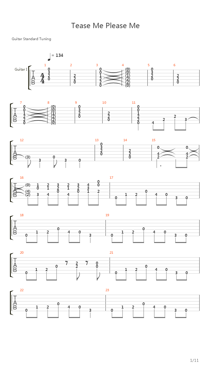 Tease Me Please Me吉他谱