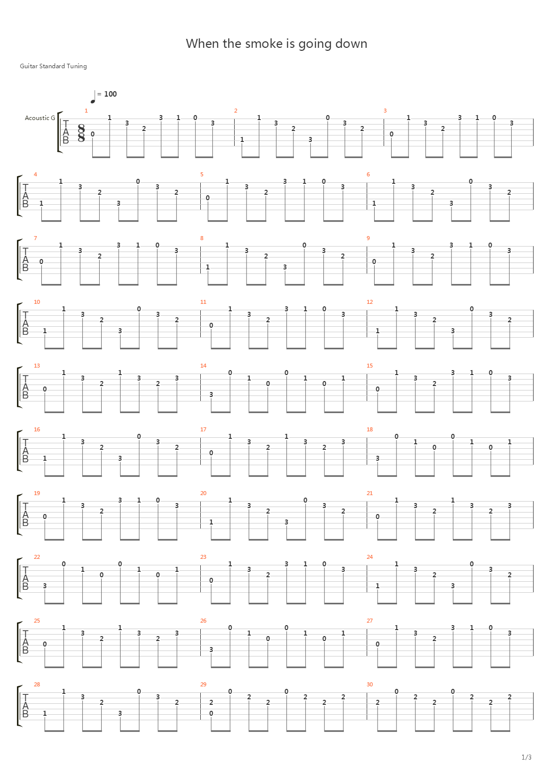 When The Smoke Is Going Down吉他谱