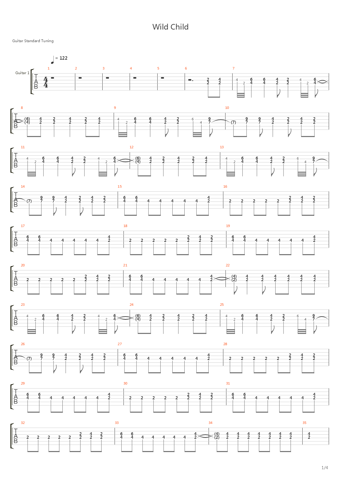 Wild Child吉他谱