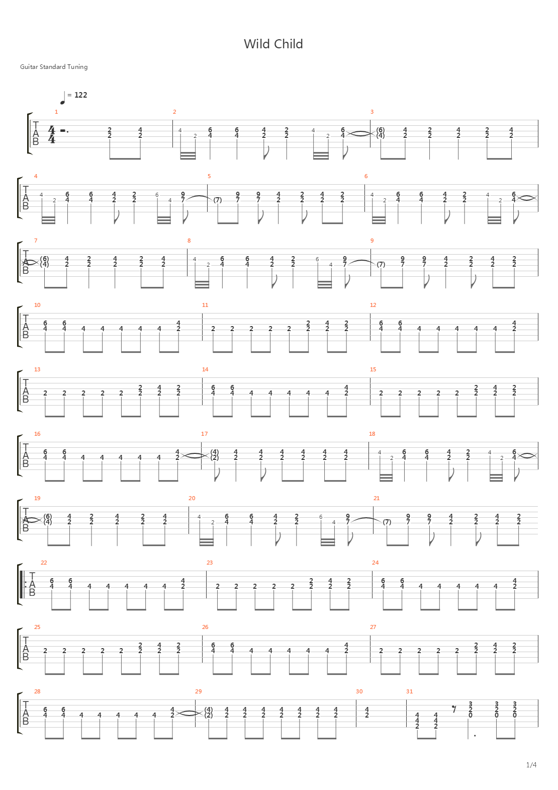 Wild Child吉他谱