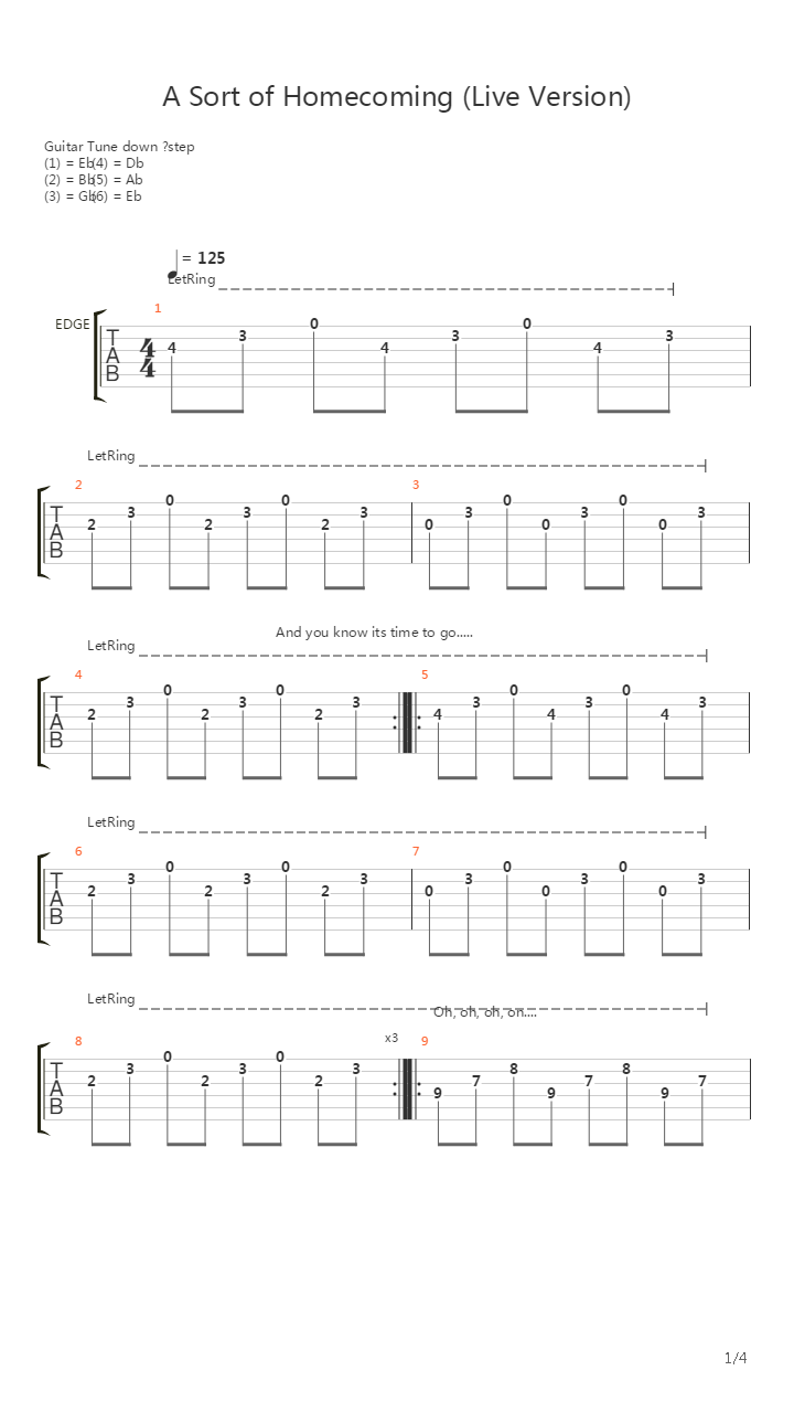 A Sort Of Homecoming吉他谱