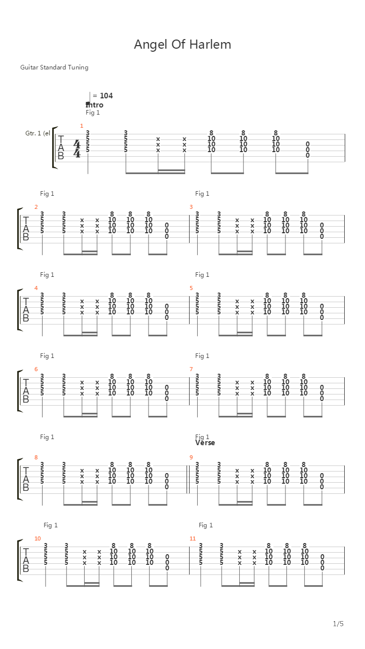Angel Of Harlem吉他谱