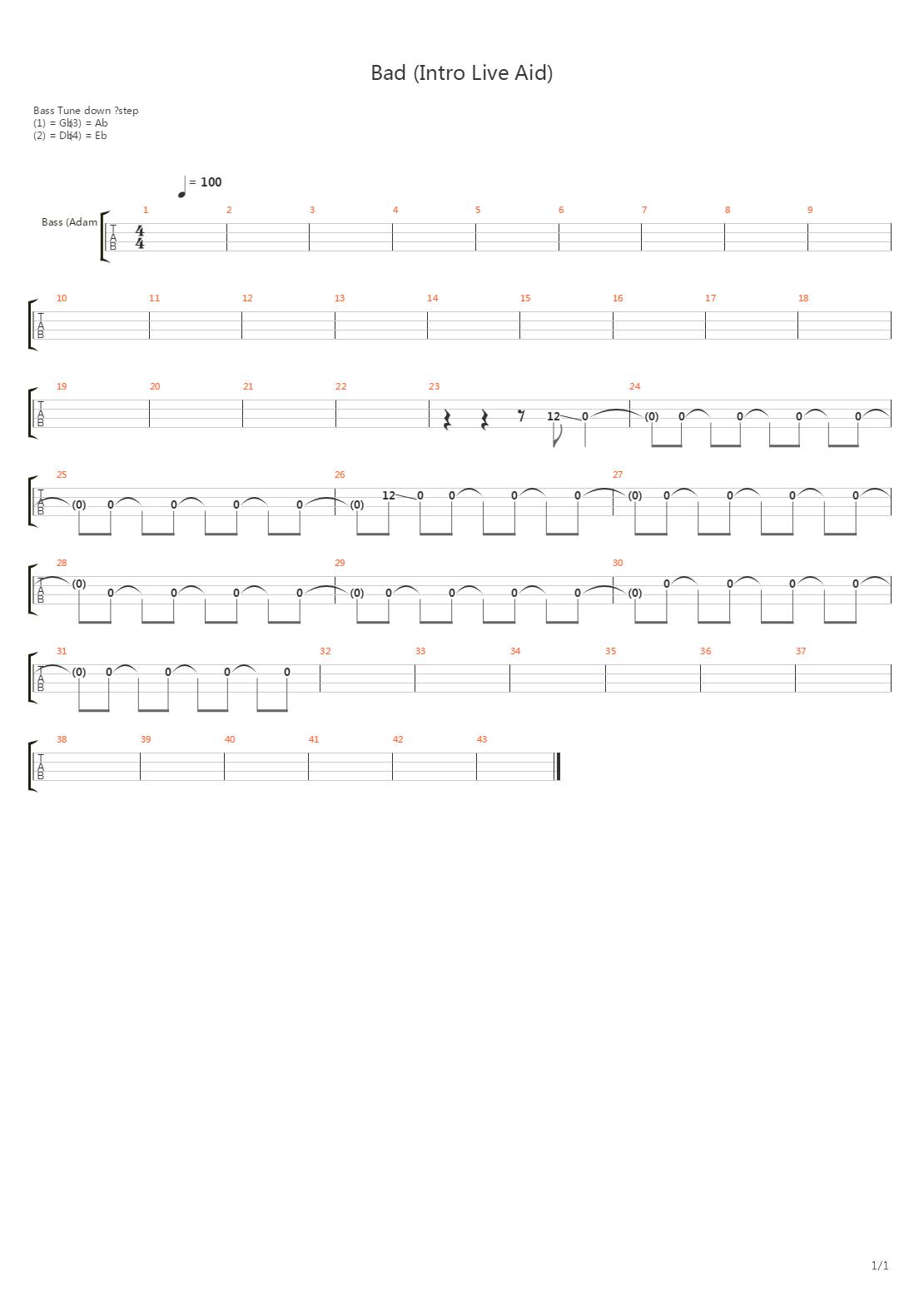 Bad吉他谱