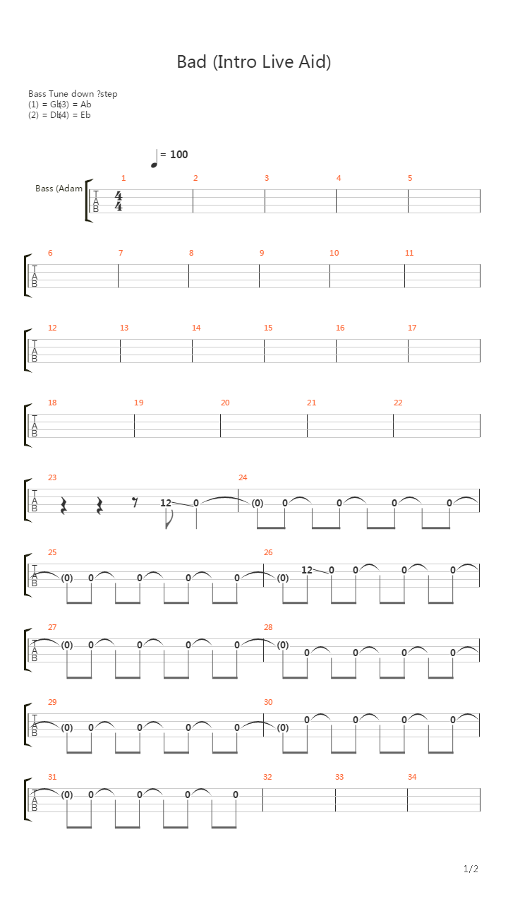 Bad吉他谱