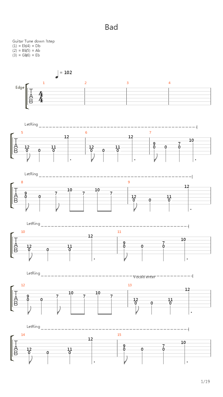 Bad吉他谱