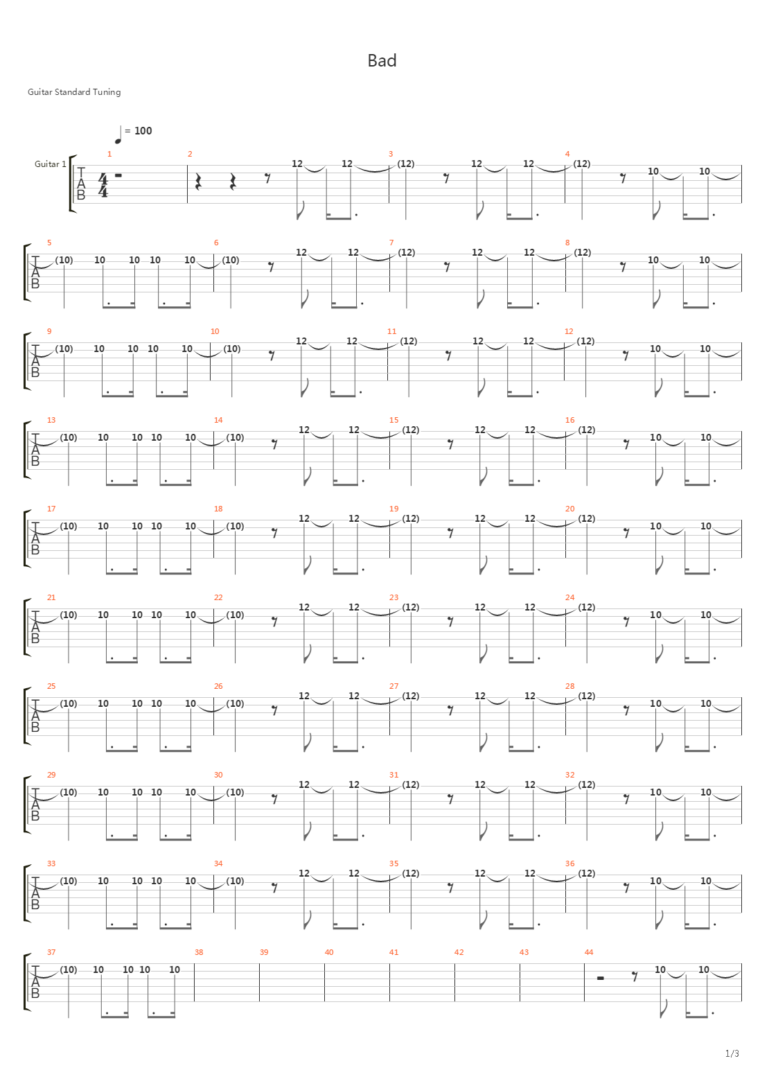 Bad吉他谱