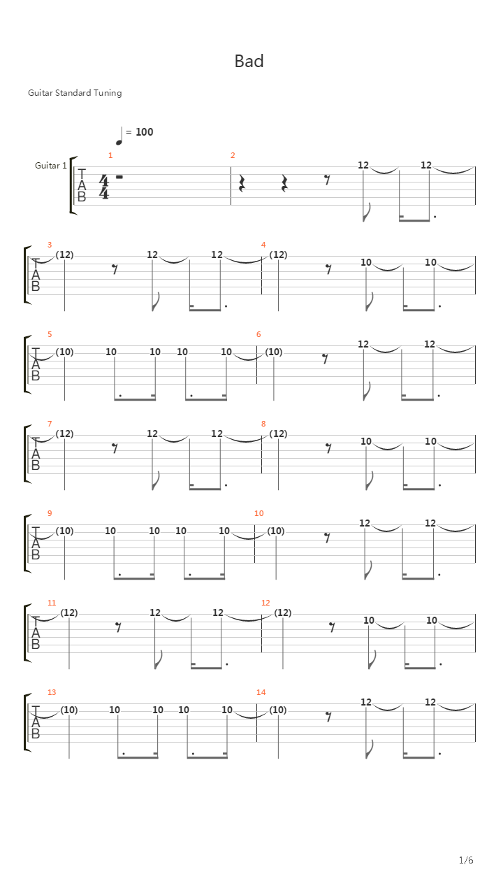 Bad吉他谱