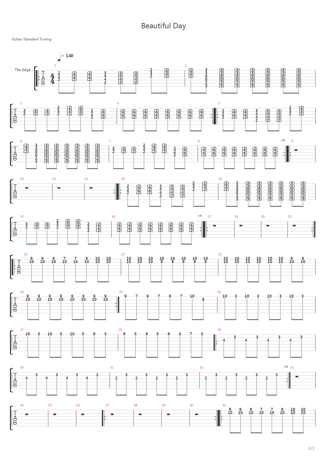 Beautiful Day吉他谱