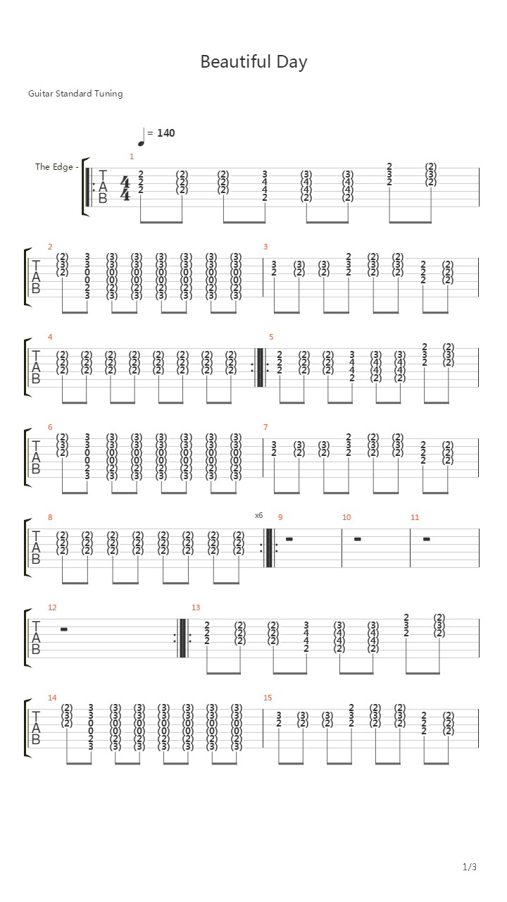 Beautiful Day吉他谱