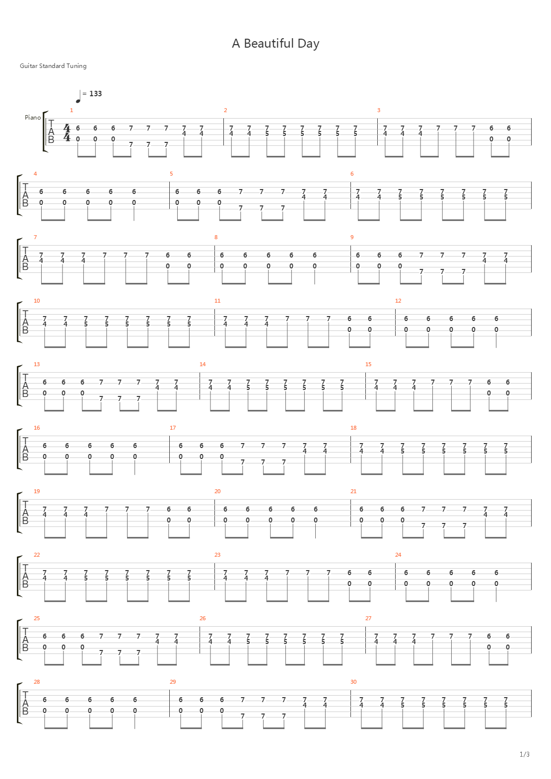 Beautiful Day吉他谱