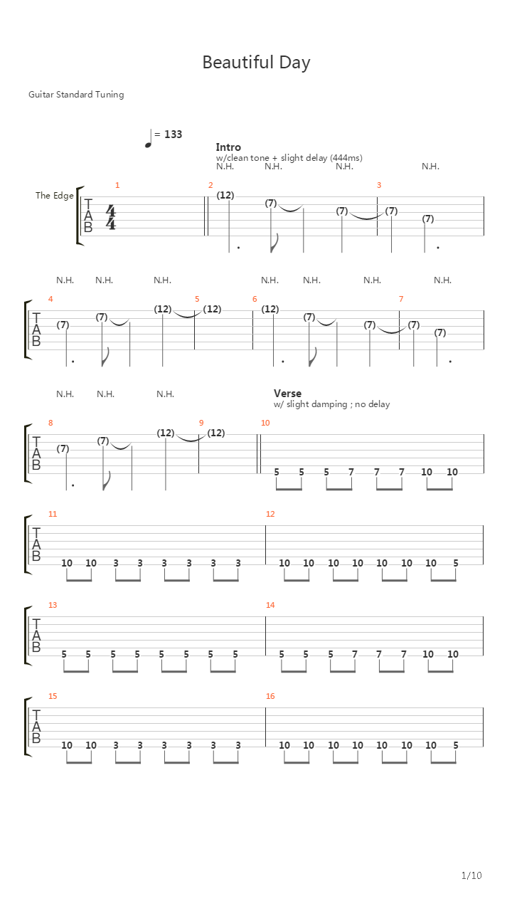 Beautiful Day吉他谱